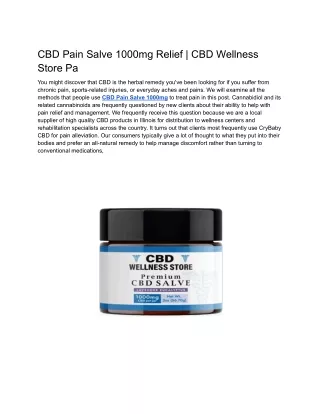 CBD Pain Salve 1000mg Relief _ CBD Wellness Store Pa
