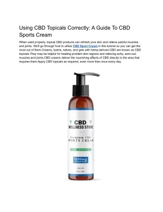Using CBD Topicals Correctly_ A Guide To CBD Sports Cream