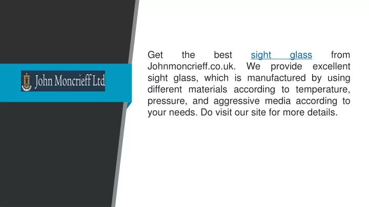 get the best sight glass from johnmoncrieff