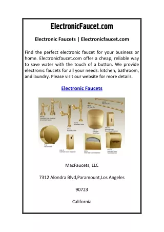 Electronic Faucets Electronicfaucet.com