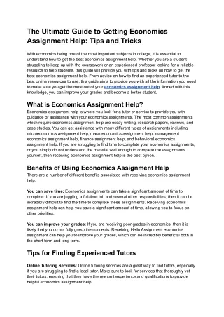 the ultimate guide to getting economics