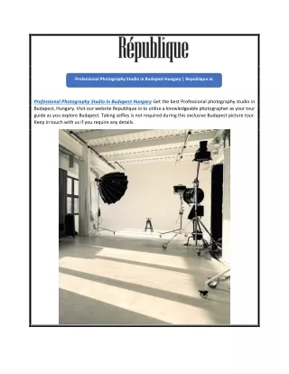 Professional Photography Studio in Budapest Hungary | Republique.io