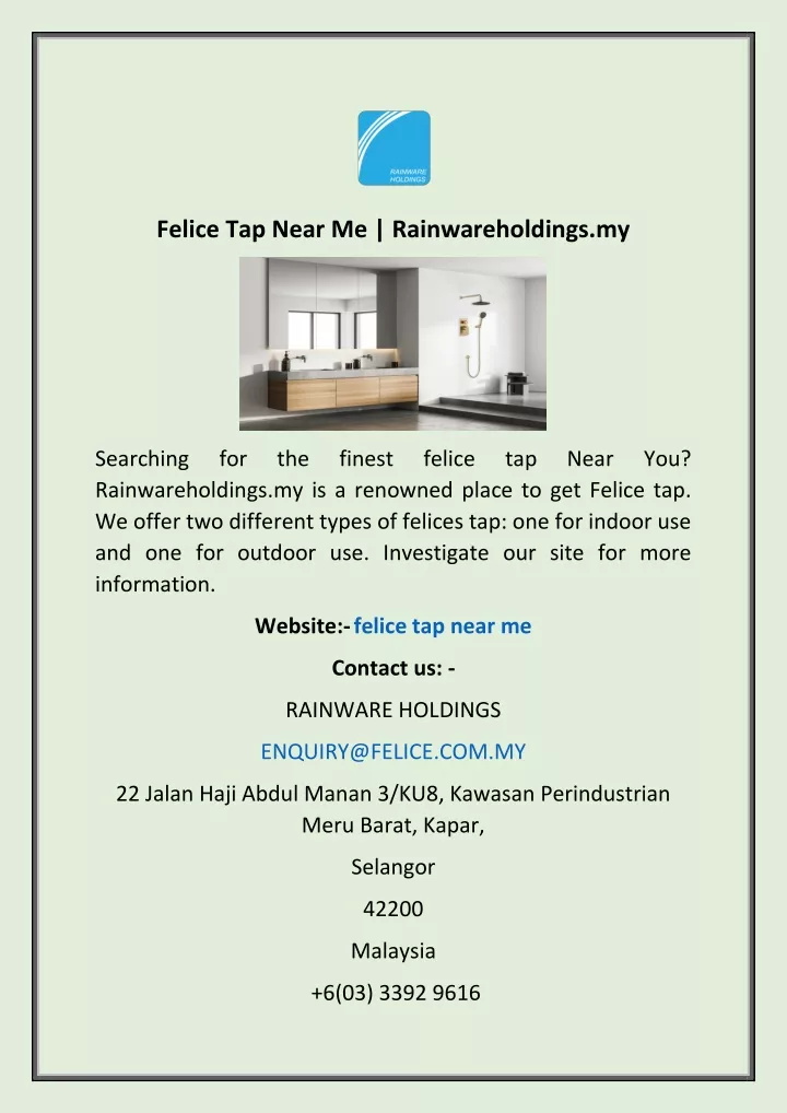 felice tap near me rainwareholdings my