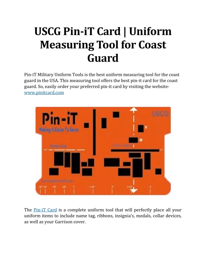 uscg pin it card uniform measuring tool for coast