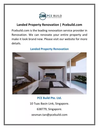 Landed Property Renovation | Pcebuild.com