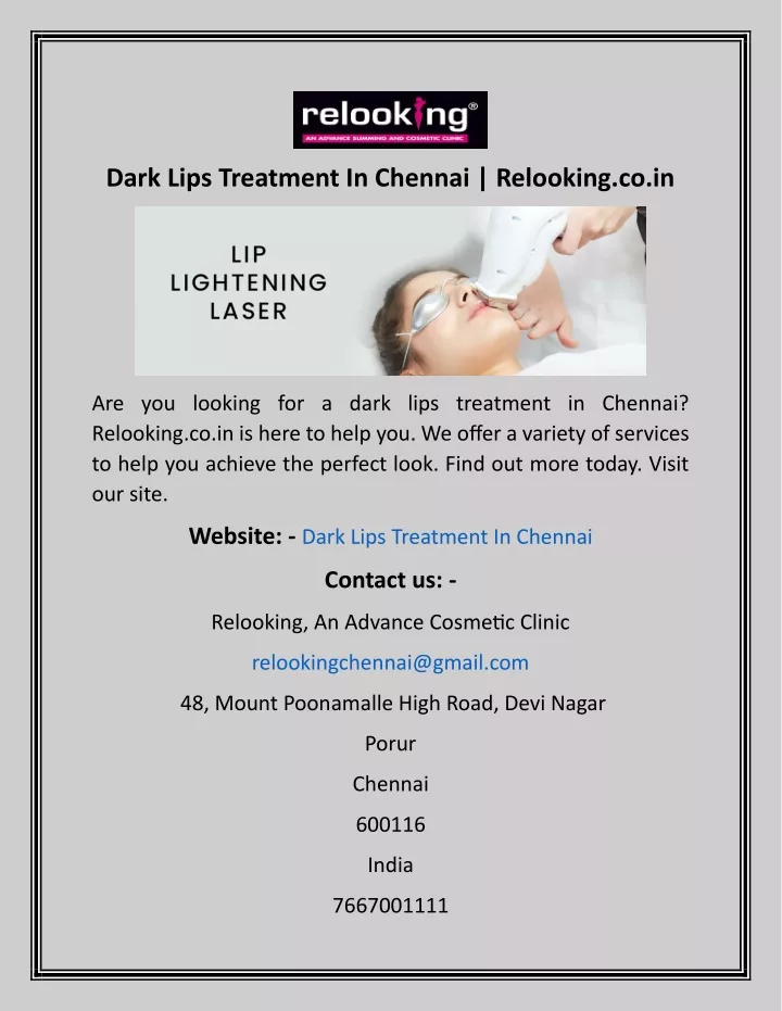 dark lips treatment in chennai relooking co in