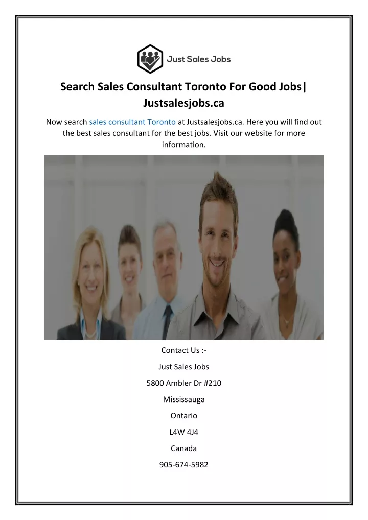 search sales consultant toronto for good jobs