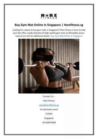 Buy Gym Mat Online In Singapore  Harefitness.sg