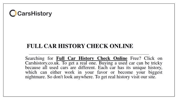 full car history check online
