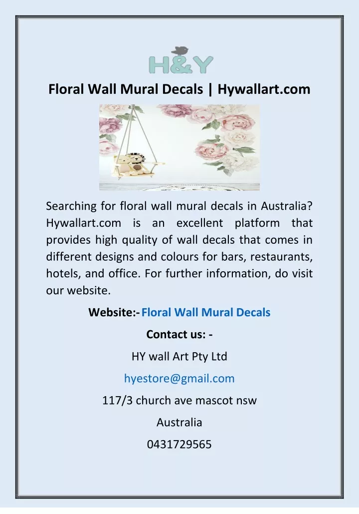 floral wall mural decals hywallart com