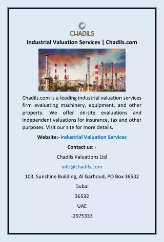 industrial valuation services chadils com