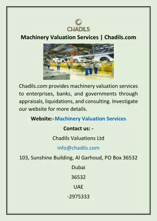 machinery valuation services chadils com
