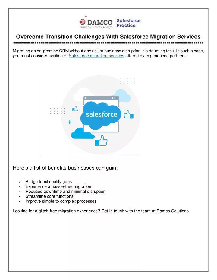overcome transition challenges with salesforce