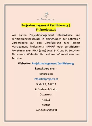 Projektmanagement Zertifizierung | Fit4projects.at