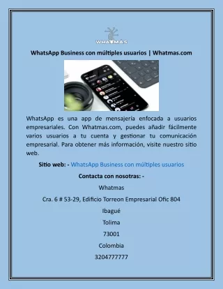 WhatsApp Business con múltiples usuarios  Whatmas