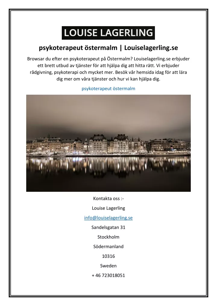 psykoterapeut stermalm louiselagerling se