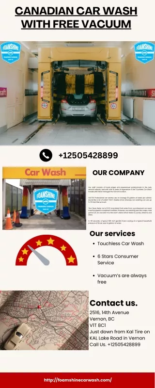 Canadian Car Wash with free vacuum |  12505428899 |