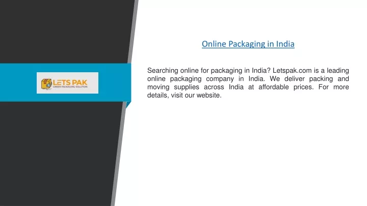 online packaging in india