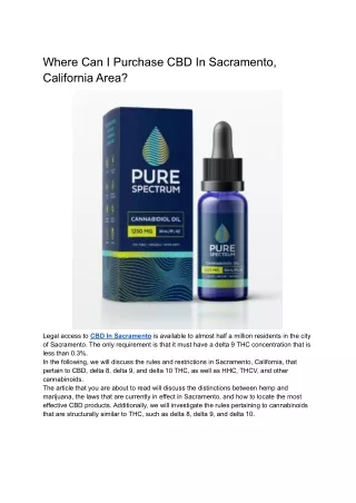 Where Can I Purchase CBD in the Sacramento, California Area