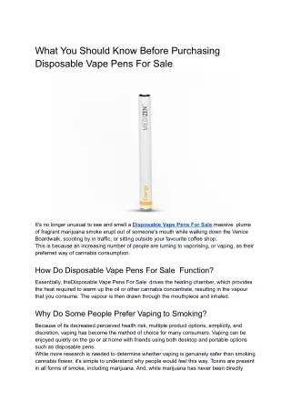 What You Should Know Before Purchasing Disposable Vape Pens