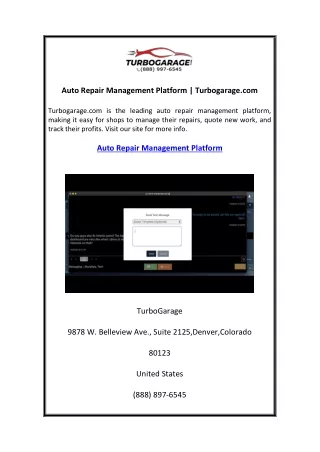 auto repair management platform turbogarage com