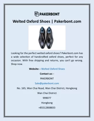 Welted Oxford Shoes  Pakerbont