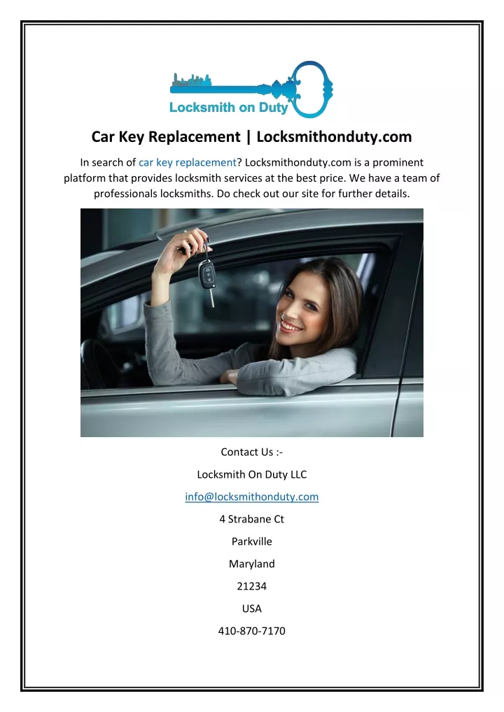 car key replacement locksmithonduty com