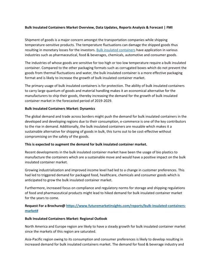 bulk insulated containers market overview data