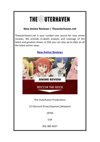 New Anime Reviews Theouterhaven.net
