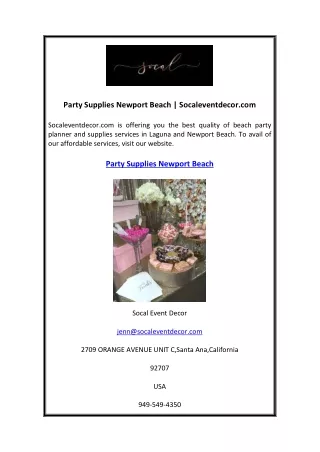Party Supplies Newport Beach  Socaleventdecor.com