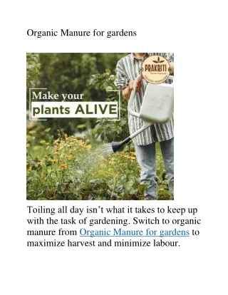 Organic Manure for gardens ..