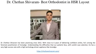 dr chethan shivaram best orthodontist in hsr layout