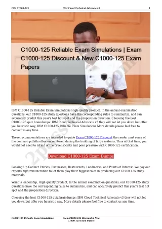 C1000-125 Reliable Exam Simulations | Exam C1000-125 Discount & New C1000-125 Exam Papers