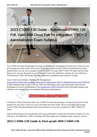 2023 C1000-130 Guide - Authorized C1000-130 Pdf, Valid IBM Cloud Pak for Integration V2021.2 Administration Exam Syllabu