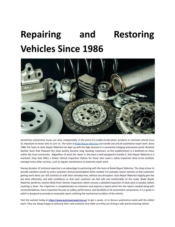 repairing vehicles since 1986