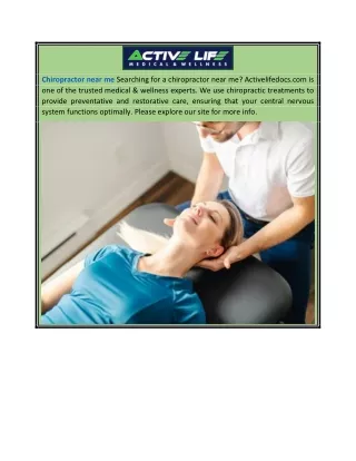 Chiropractor Near Me  Activelifedocs.com