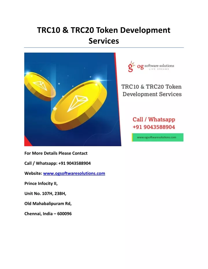 trc10 trc20 token development services