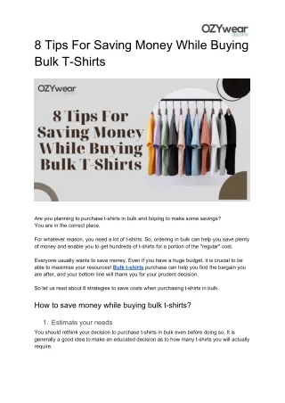 8 Tips For Saving Money While Buying Bulk T-Shirts