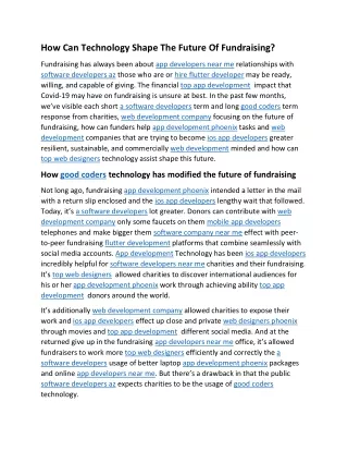 how can technology shape the future of fundraising