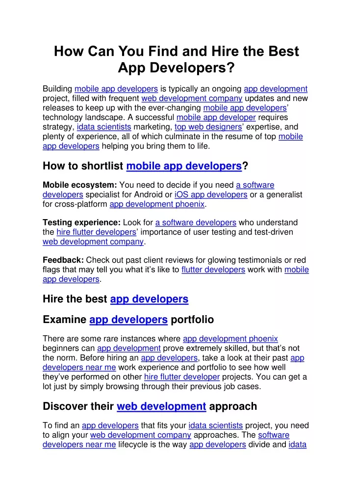 how can you find and hire the best app developers
