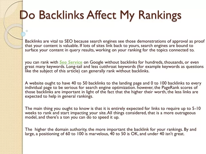 do backlinks affect my rankings