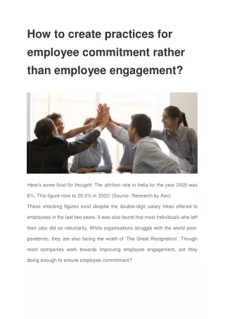 How to create practices for employee commitment rather than employee engagement