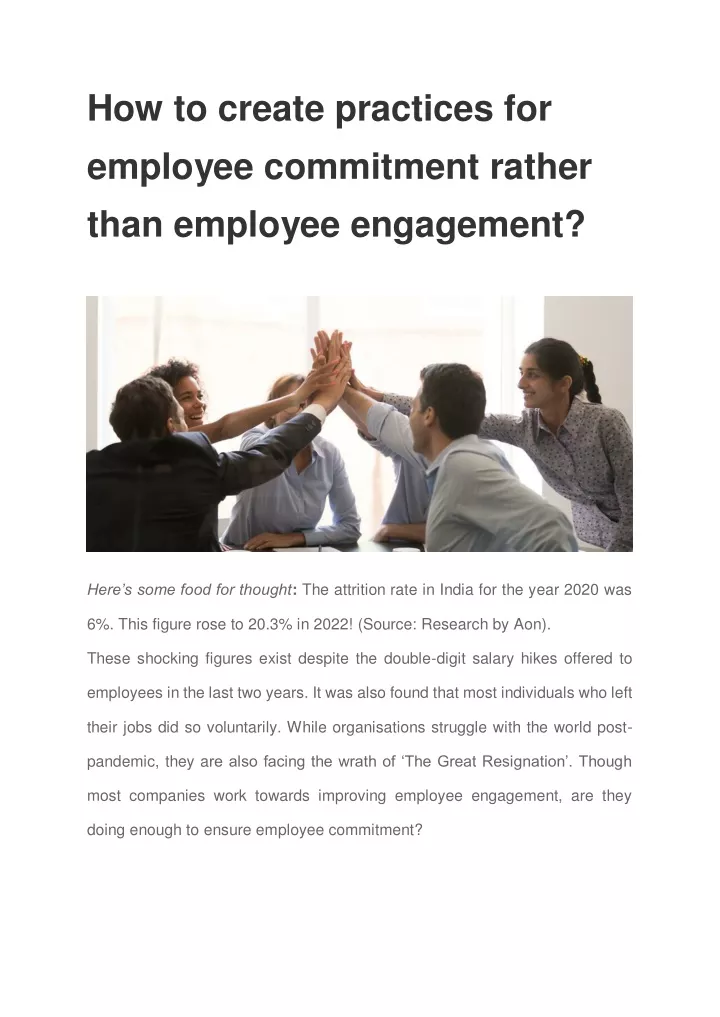 how to create practices for employee commitment