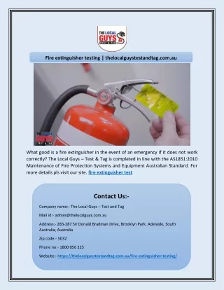 Fire extinguisher testing | thelocalguystestandtag.com.au