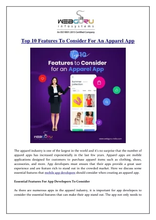 top 10 features to consider for an apparel app