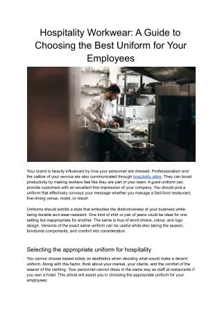 Hospitality Workwear_ A Guide to Choosing the Best Uniform for Your Employees