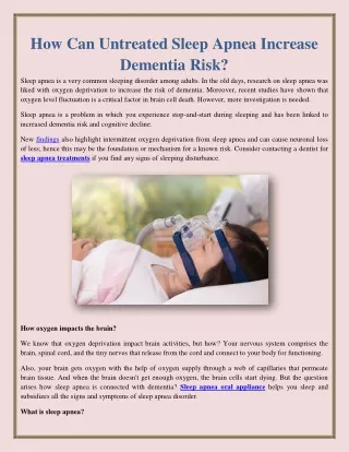How Can Untreated Sleep Apnea Increase Dementia Risk?