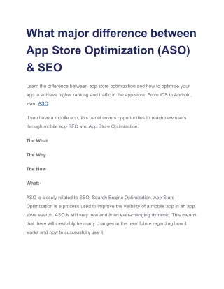 What major difference between App Store Optimization (ASO) & SEO
