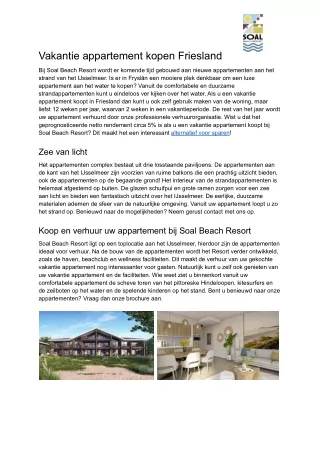 Vakantie appartement kopen Friesland