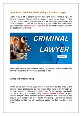 Qualities to Look For While Hiring a Criminal Lawyer
